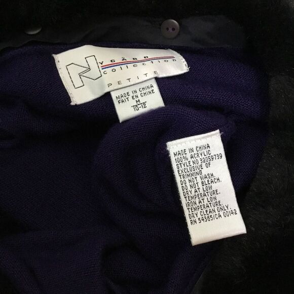 Vintage 1990s purple cardigan faux fur detachable collar button down size M - Picture 5 of 6